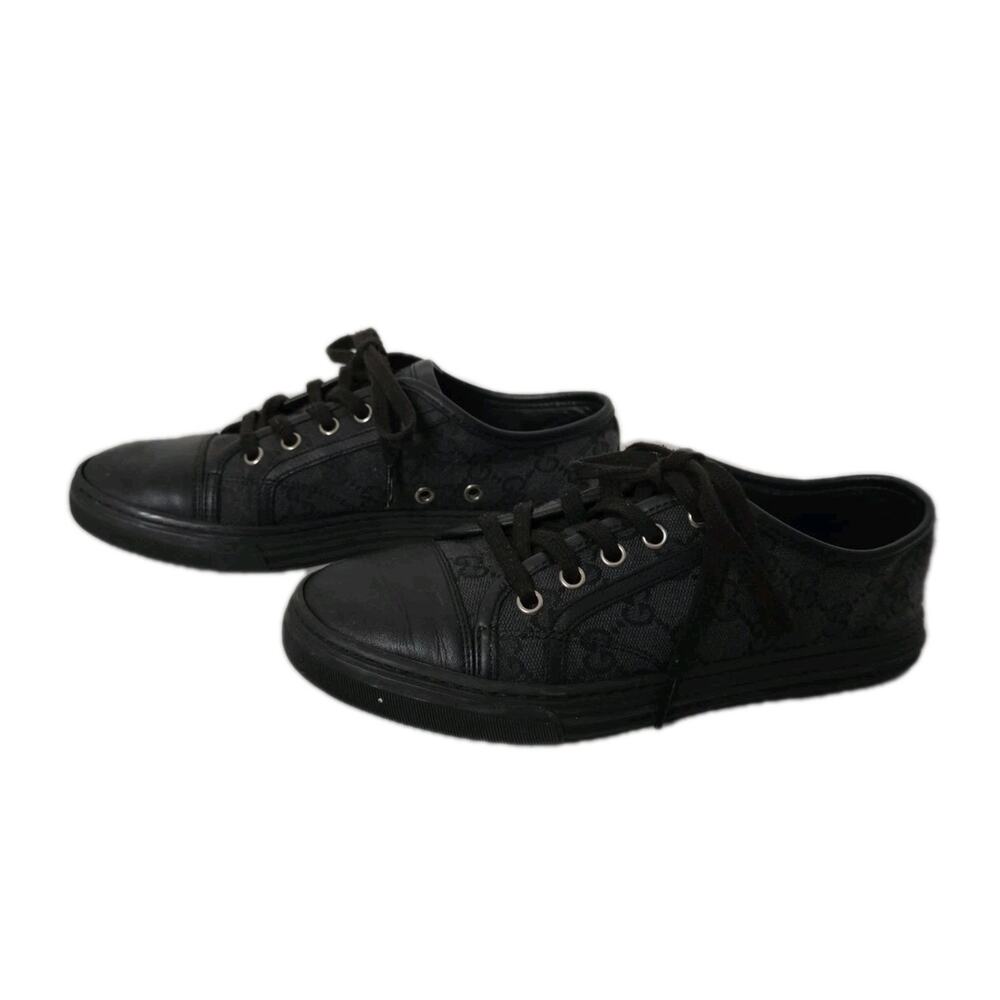 Authentic Gucci GG Supreme Canvas Sneakers Black Low Top EU 37 - Picture 1 of 13